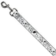 Dog Leash - Disney Dogs Face Outlines White/Black