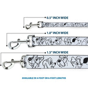 Dog Leash - Disney Dogs Face Outlines White/Black