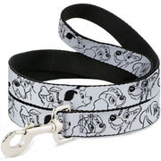 Dog Leash - Disney Dogs Face Outlines White/Black