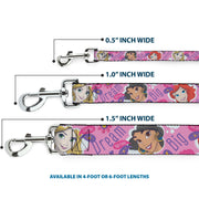 Dog Leash - Disney DREAM BIG PRINCESS Faces Pinks/Purples