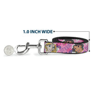Dog Leash - Disney DREAM BIG PRINCESS Faces Pinks/Purples