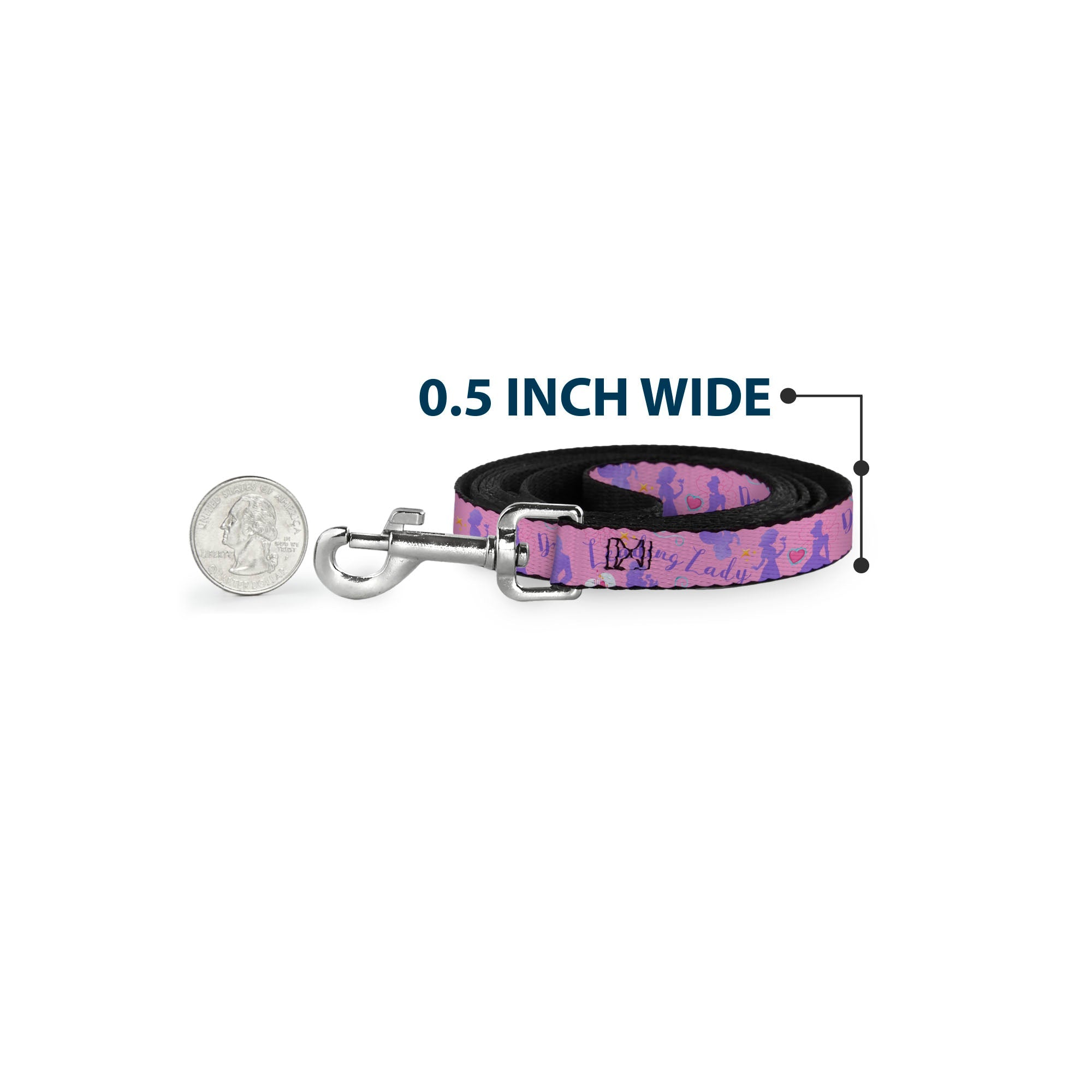 Dog Leash - Disney LEADING LADY DREAM BIG PRINCESS Silhouette Poses Pinks/Blues
