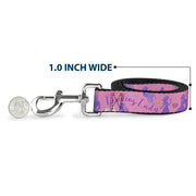 Dog Leash - Disney LEADING LADY DREAM BIG PRINCESS Silhouette Poses Pinks/Blues