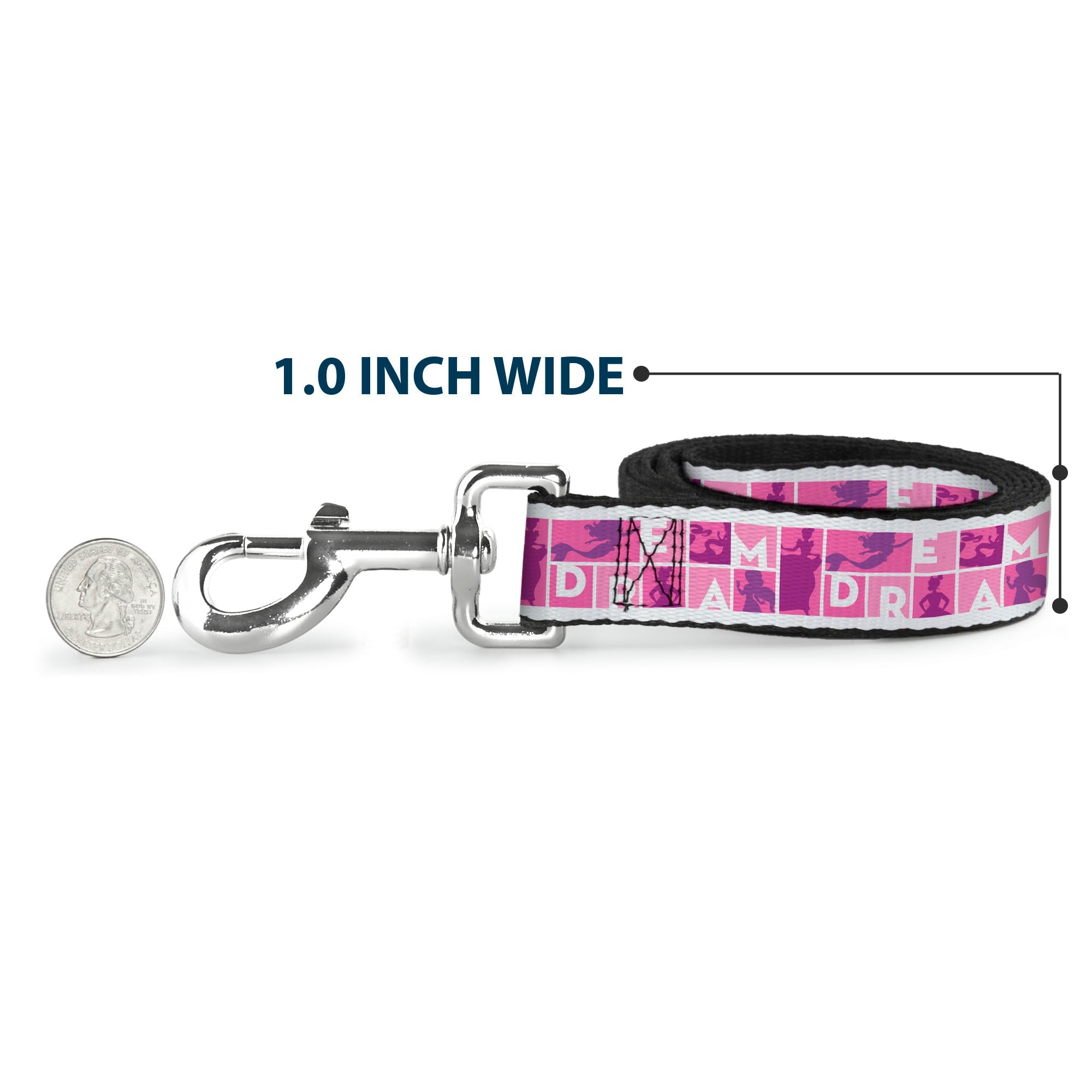 Dog Leash - Disney DREAM Princess Silhouette Poses Pinks/White