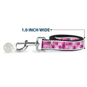 Dog Leash - Disney DREAM Princess Silhouette Poses Pinks/White