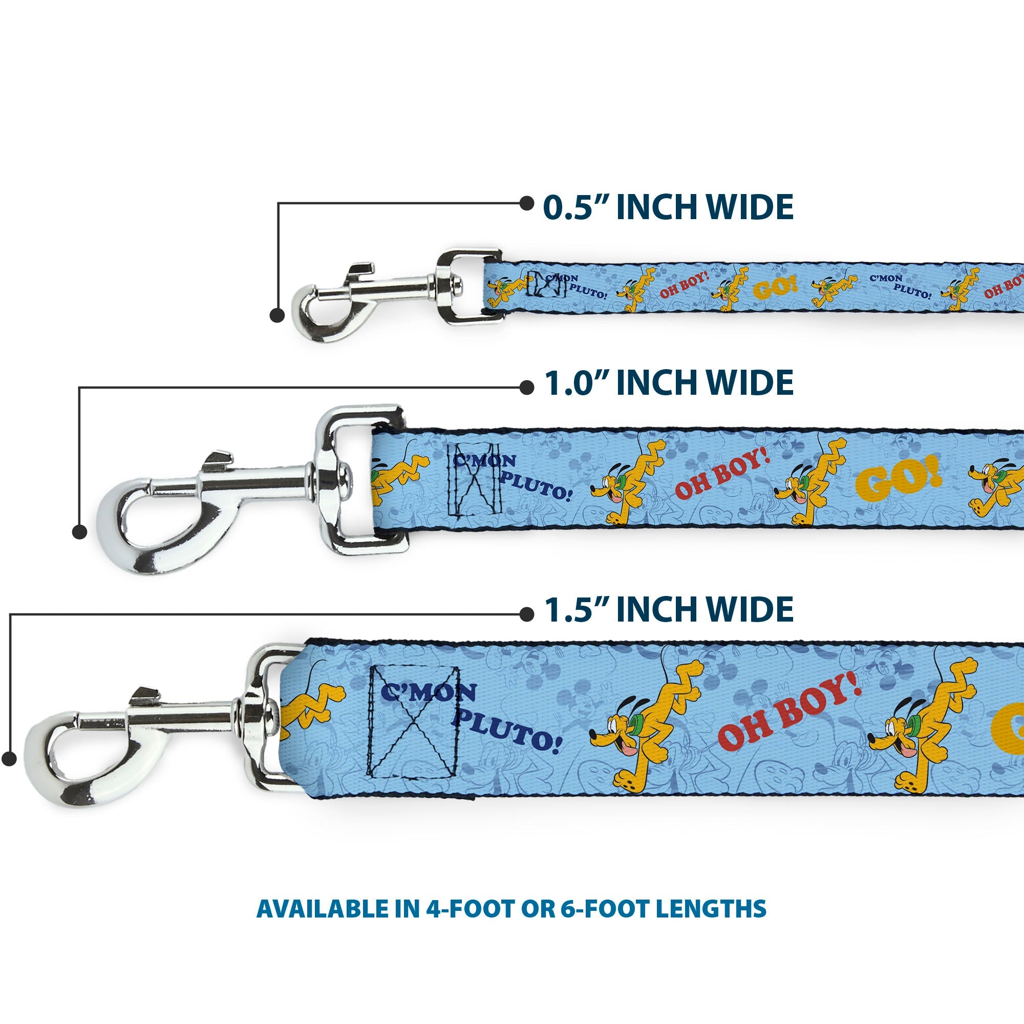 Dog Leash - Disney Pluto Poses and Quotes Blues/Red/Yellow