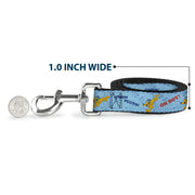 Dog Leash - Disney Pluto Poses and Quotes Blues/Red/Yellow
