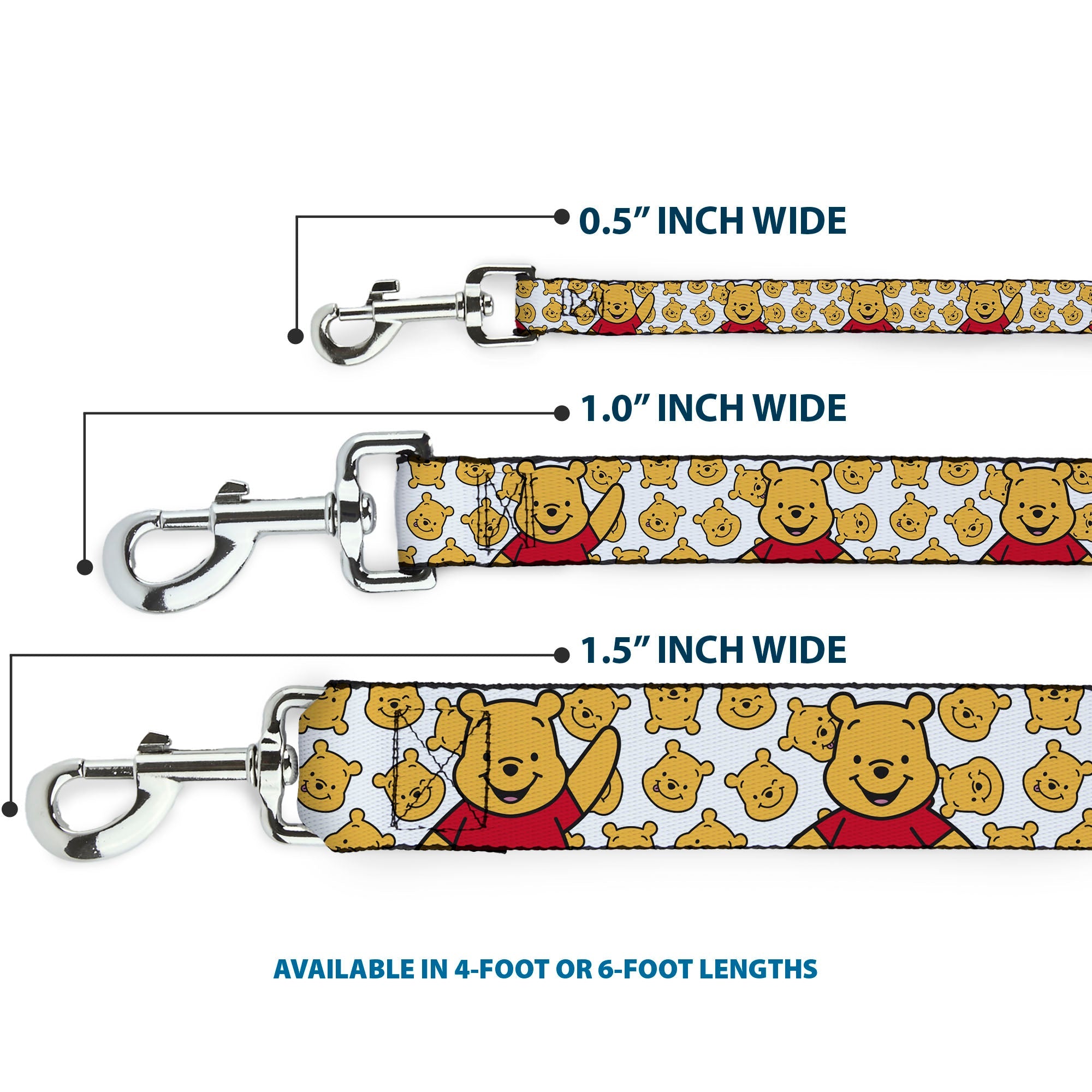 Dog Leash - Winnie the Pooh Chibi Pose and Expressions Scattered White