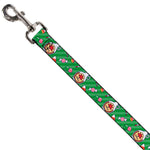 Dog Leash - Elf Sweets Icons Scattered Stripe Greens