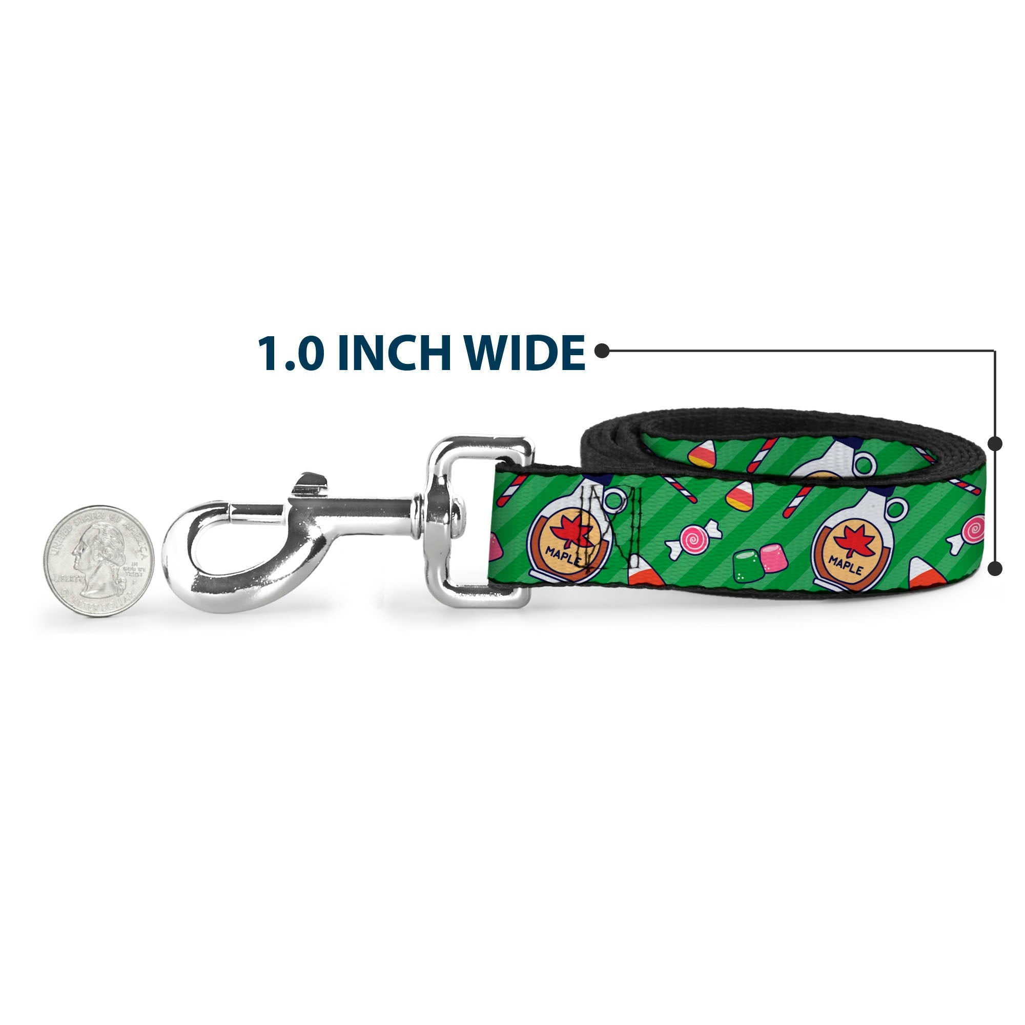Dog Leash - Elf Sweets Icons Scattered Stripe Greens