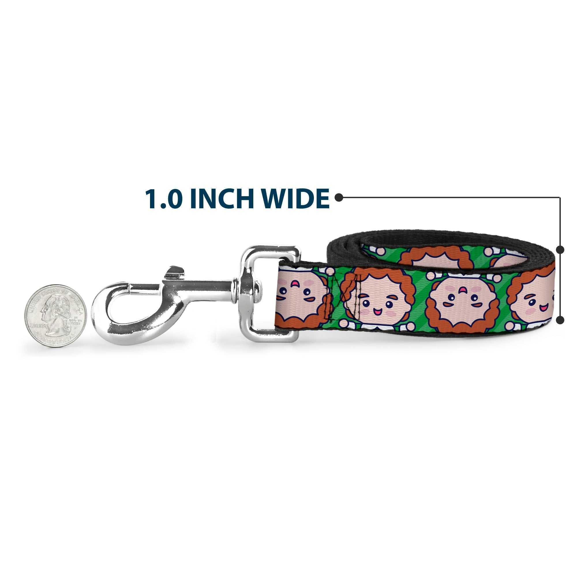 Dog Leash - Elf Chibi Buddy Face Flip Stripe Greens