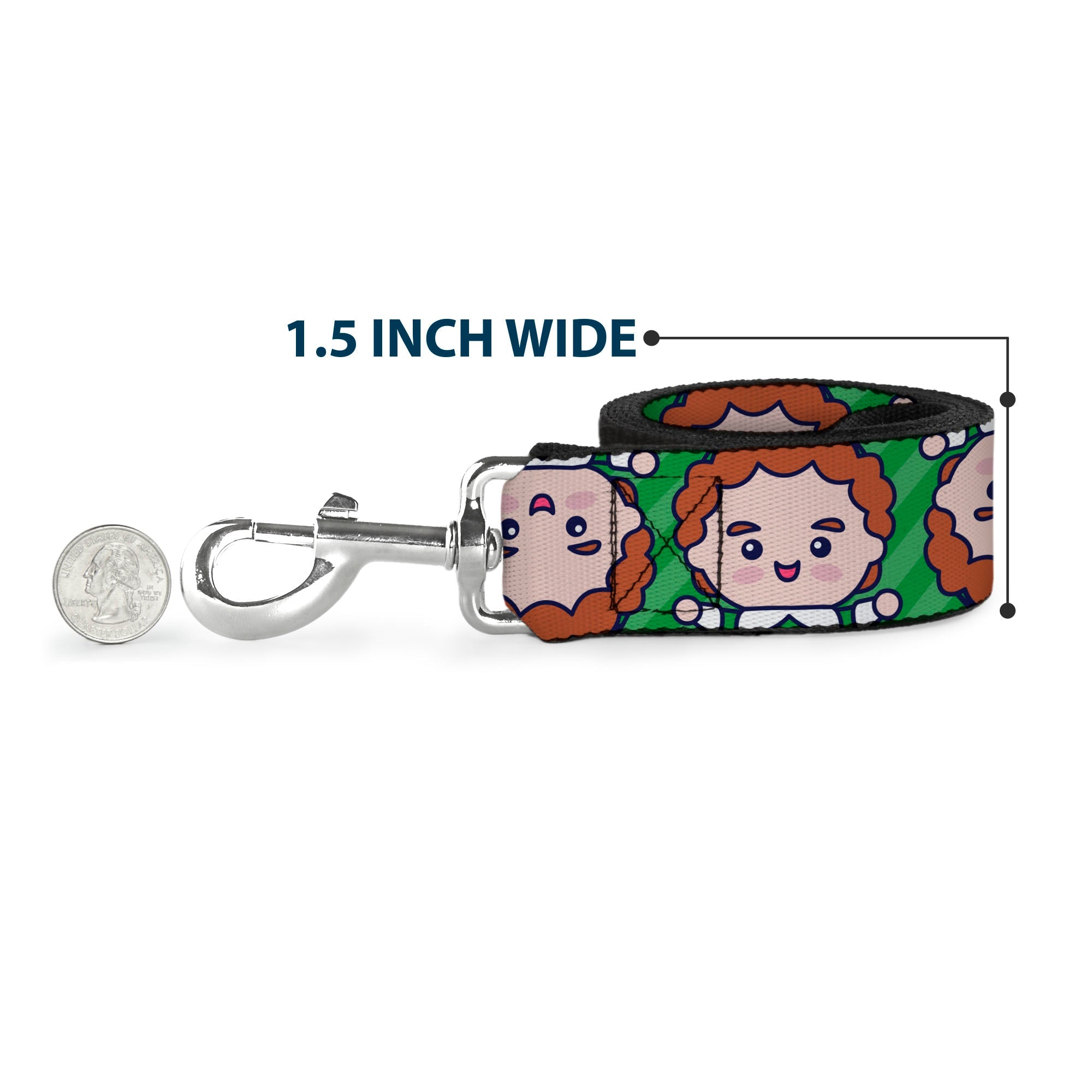 Dog Leash - Elf Chibi Buddy Face Flip Stripe Greens