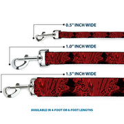 Dog Leash - Freddy Poses/Quote Scrawls/Hand Scratching2 Reds/Black