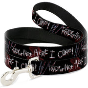 Dog Leash - A Nightmare on Elm Street READY OR NOT HERE I COME/Freddy Silhouette Black/Reds/White