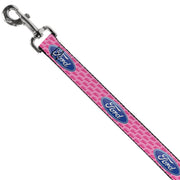 Dog Leash - Ford Oval w/Text PINK REPEAT