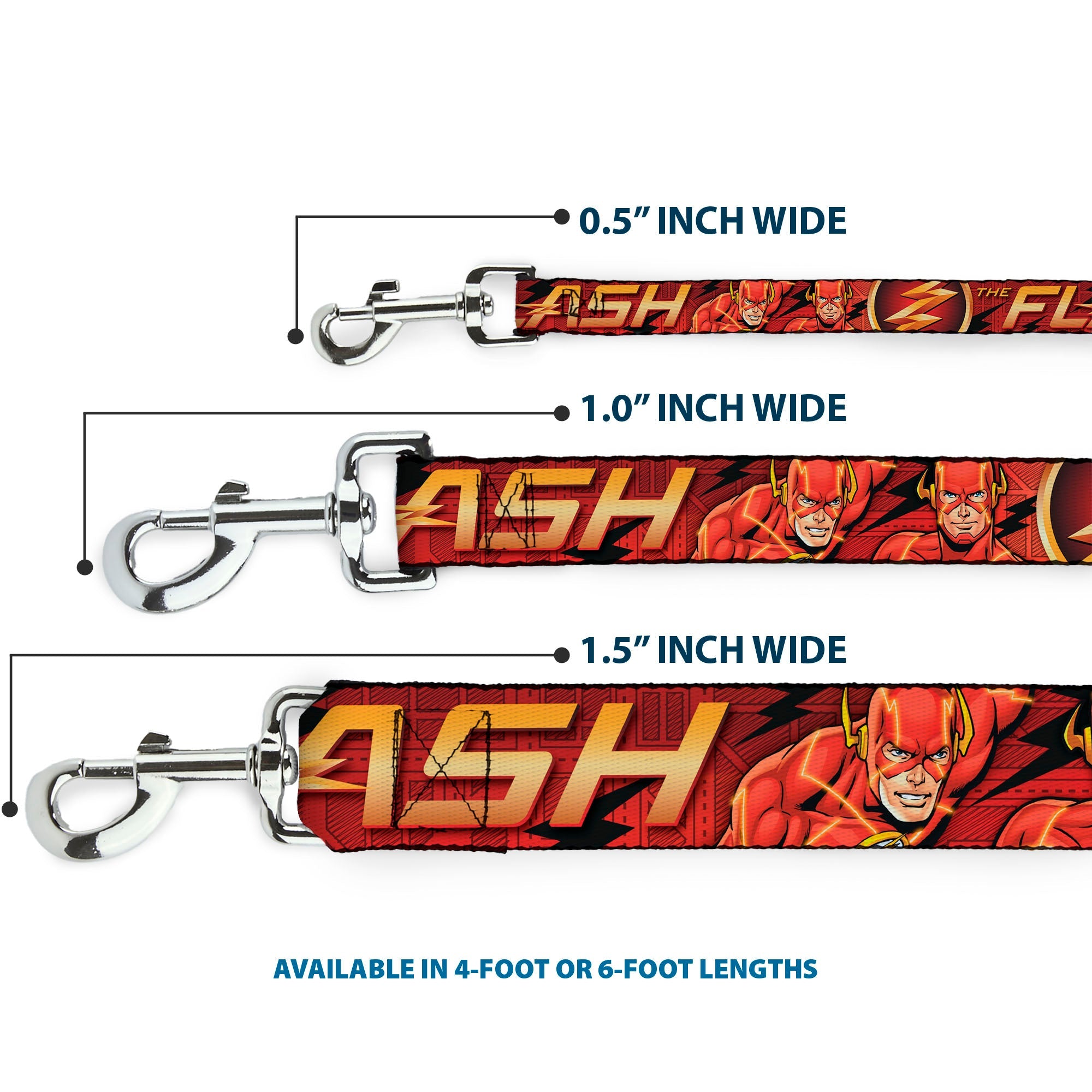 Dog Leash - THE FLASH/Logo3/Poses Black/Red/Gold