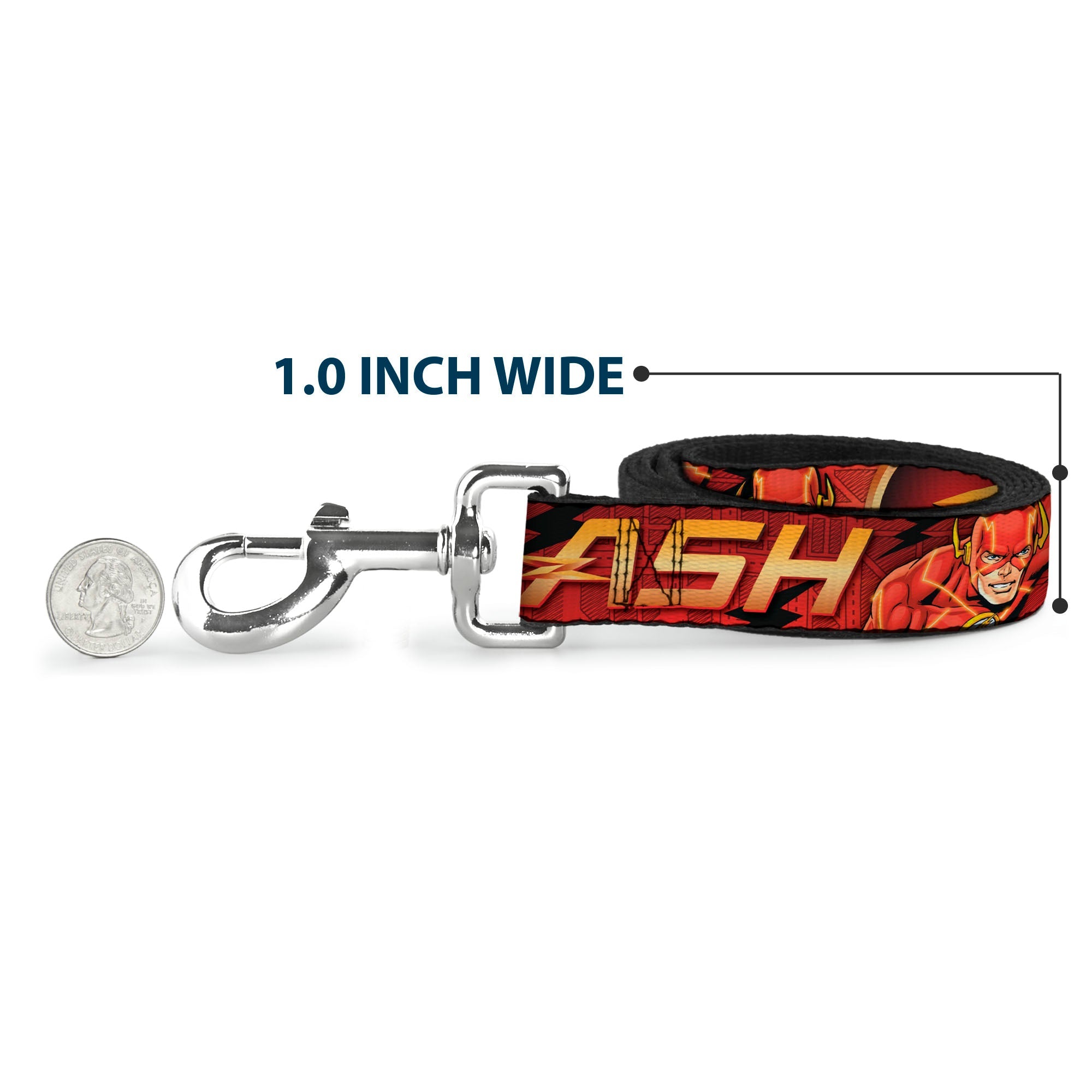 Dog Leash - THE FLASH/Logo3/Poses Black/Red/Gold