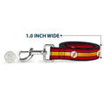 Load image into Gallery viewer, Southlake Paws dog leash featuring The Flash logo in burgundy, black, gold, and white, 1 inch wide, with a metal clip.

