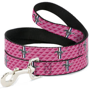 Dog Leash - Ford Mustang w/Bars w/Text PINK LOGO REPEAT