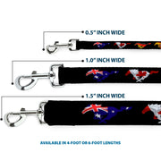 Dog Leash - Mustang Silhouette Black/International Flags