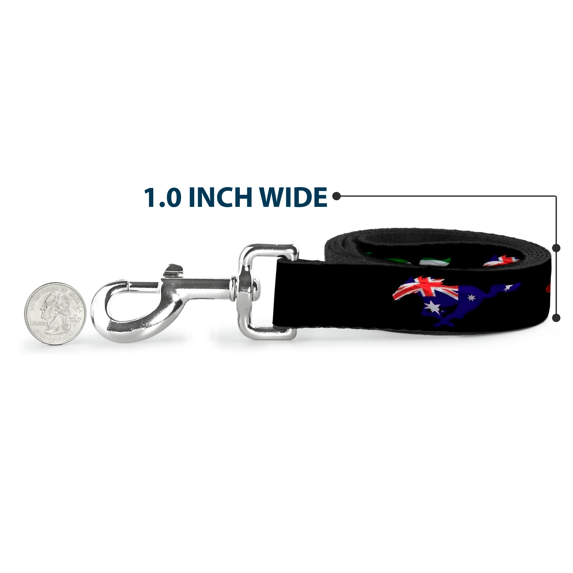 Dog Leash - Mustang Silhouette Black/International Flags