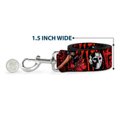 Dog Leash - FRIDAY THE 13th/Jason Mask4/Axe Blood Splatter Black/Red/White