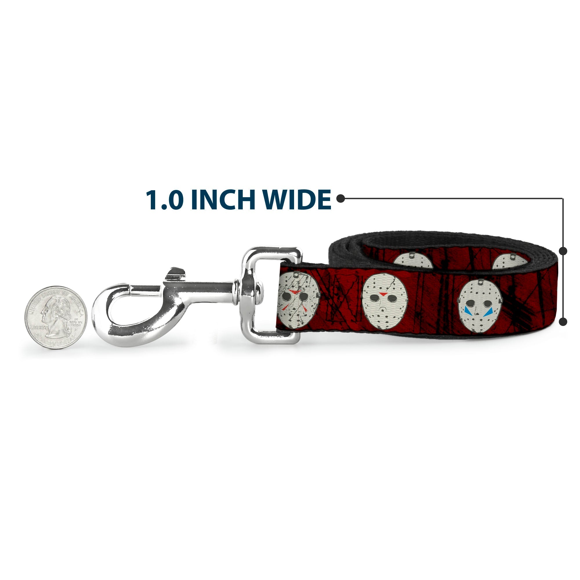 Dog Leash - Friday the 13th Hockey Mask Icons Reds