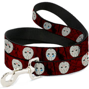 Dog Leash - Friday the 13th Hockey Mask Icons Reds
