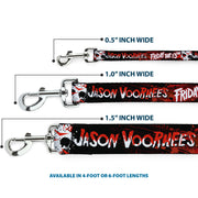 Dog Leash - FRIDAY THE 13TH JASON VOORHIES Mask Text Black/Red/White
