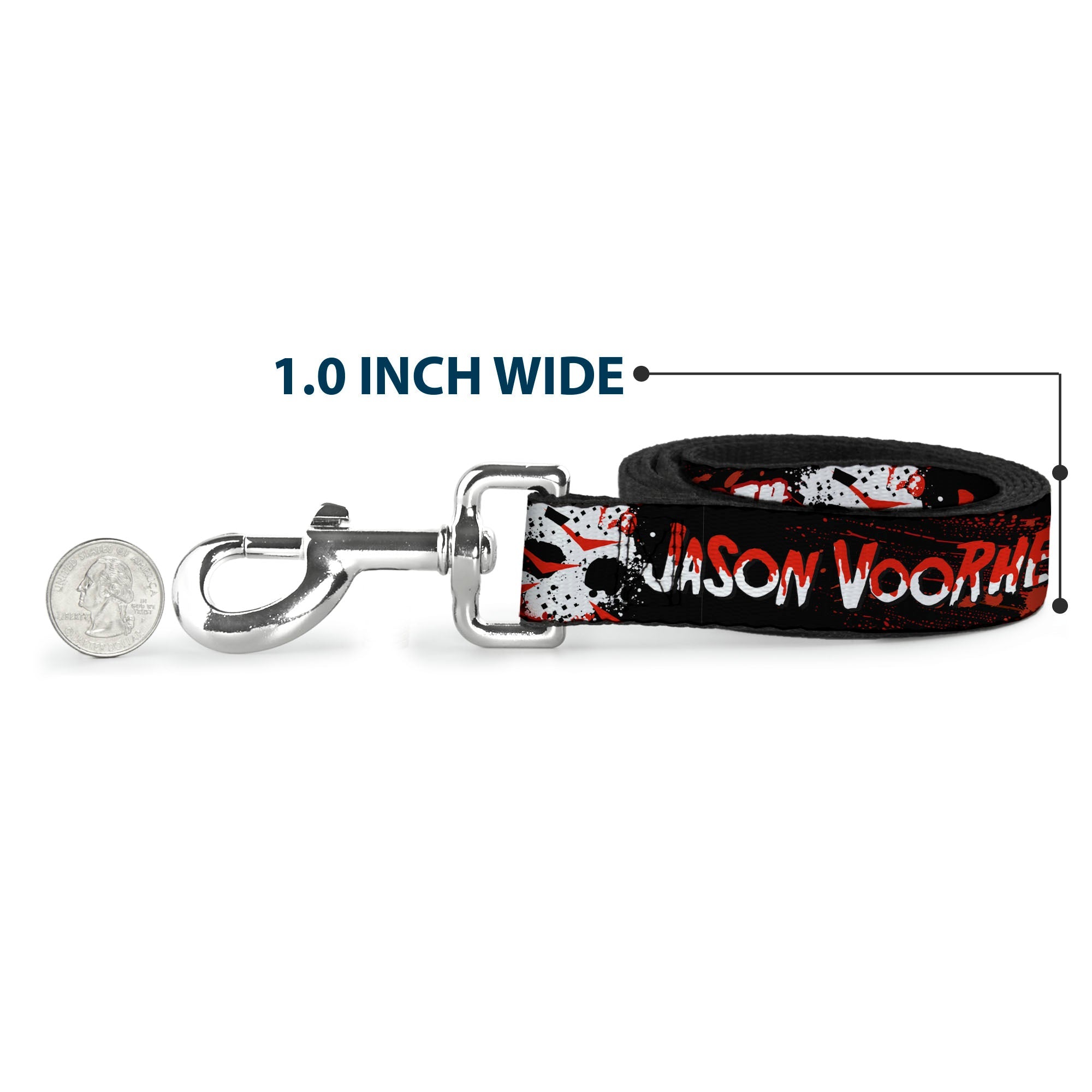 Dog Leash - FRIDAY THE 13TH JASON VOORHIES Mask Text Black/Red/White