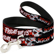 Dog Leash - FRIDAY THE 13TH JASON VOORHIES Mask Text Black/Red/White