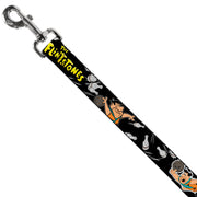 Dog Leash - THE FLINTSTONES Fred Bowling Poses/Bowling Pins Black