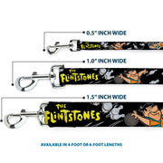 Dog Leash - THE FLINTSTONES Fred Bowling Poses/Bowling Pins Black