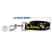 Dog Leash - THE FLINTSTONES Fred Bowling Poses/Bowling Pins Black
