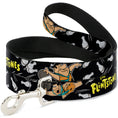 Load image into Gallery viewer, Dog Leash - THE FLINTSTONES Fred Bowling Poses/Bowling Pins Black
