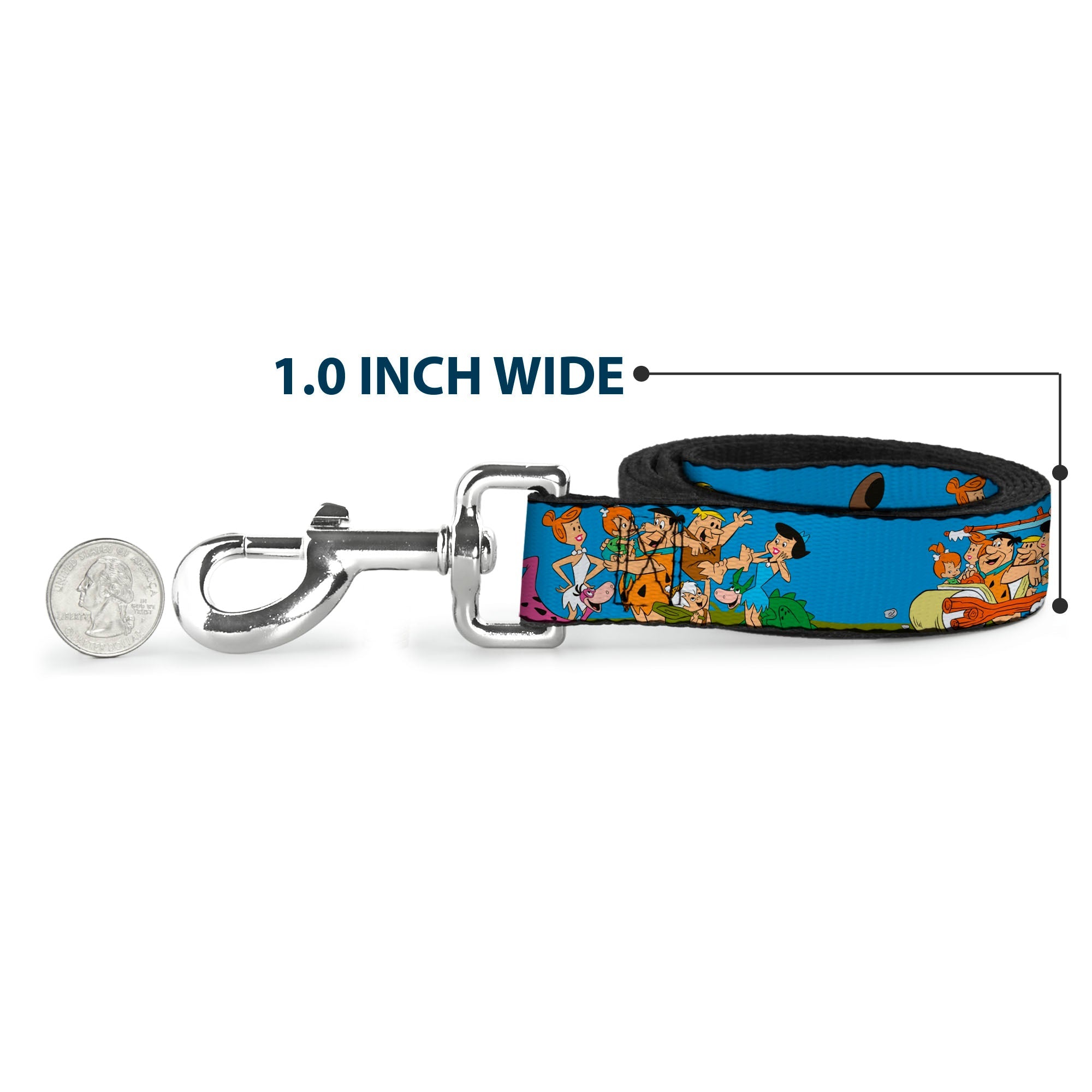 Dog Leash - The Flintstones and Rubbles Group Pose/Logo Blue