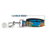 Dog Leash - The Flintstones and Rubbles Group Pose/Logo Blue
