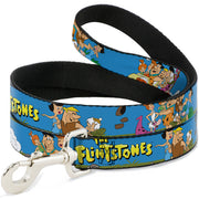 Dog Leash - The Flintstones and Rubbles Group Pose/Logo Blue