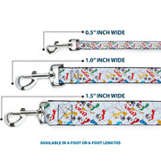 Dog Leash - Frosty the Snowman Pose Scattered White