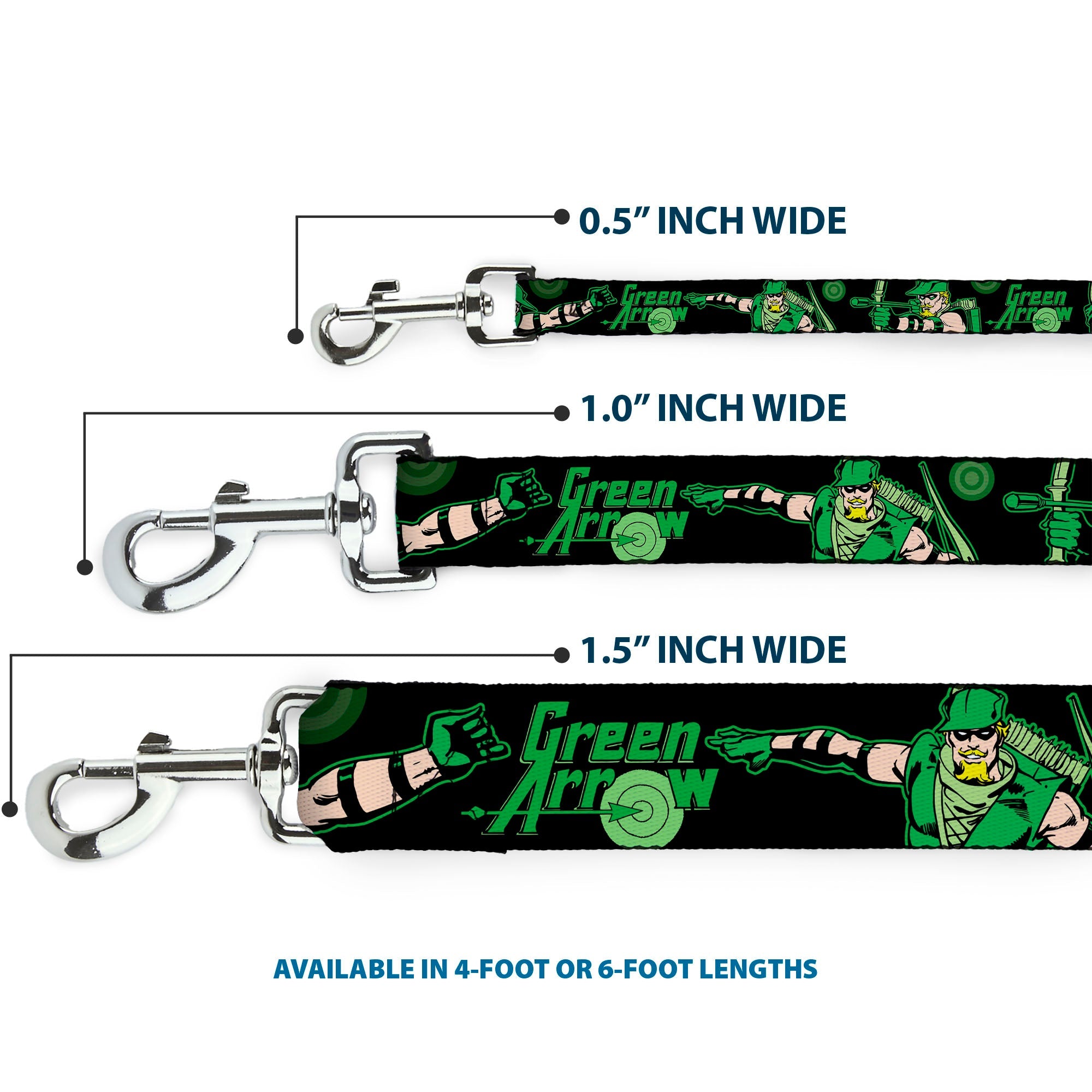 Dog Leash - GREEN ARROW Action Poses Targets Black Greens