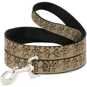 Dog Leash - Dancing Bears Tan/Black