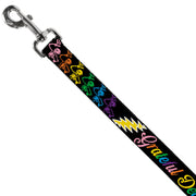 Dog Leash - Grateful Dead Script w/Bears & Skeletons Black/Multi Color