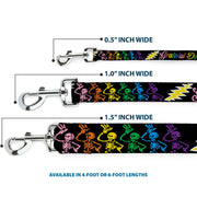 Dog Leash - Grateful Dead Script w/Bears & Skeletons Black/Multi Color