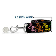 Dog Leash - Grateful Dead Script w/Bears & Skeletons Black/Multi Color