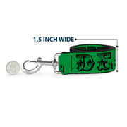 Dog Leash - Grateful Dead Text w/Skull & Roses Green