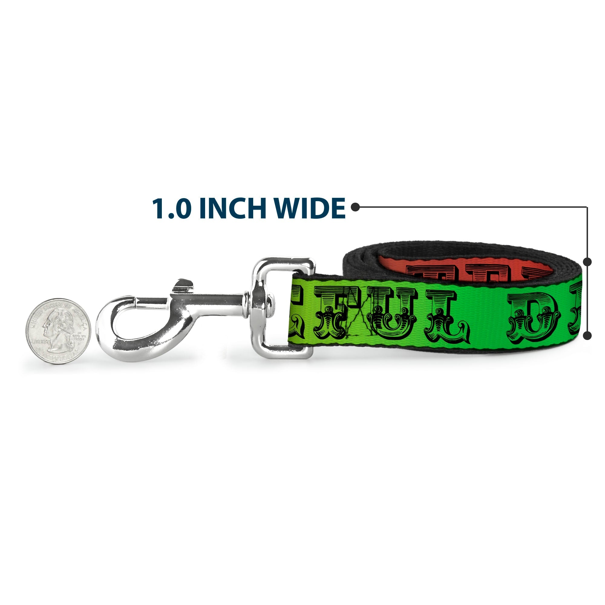 Dog Leash - Grateful Dead Text w/Skull & Roses Rainbow Fade