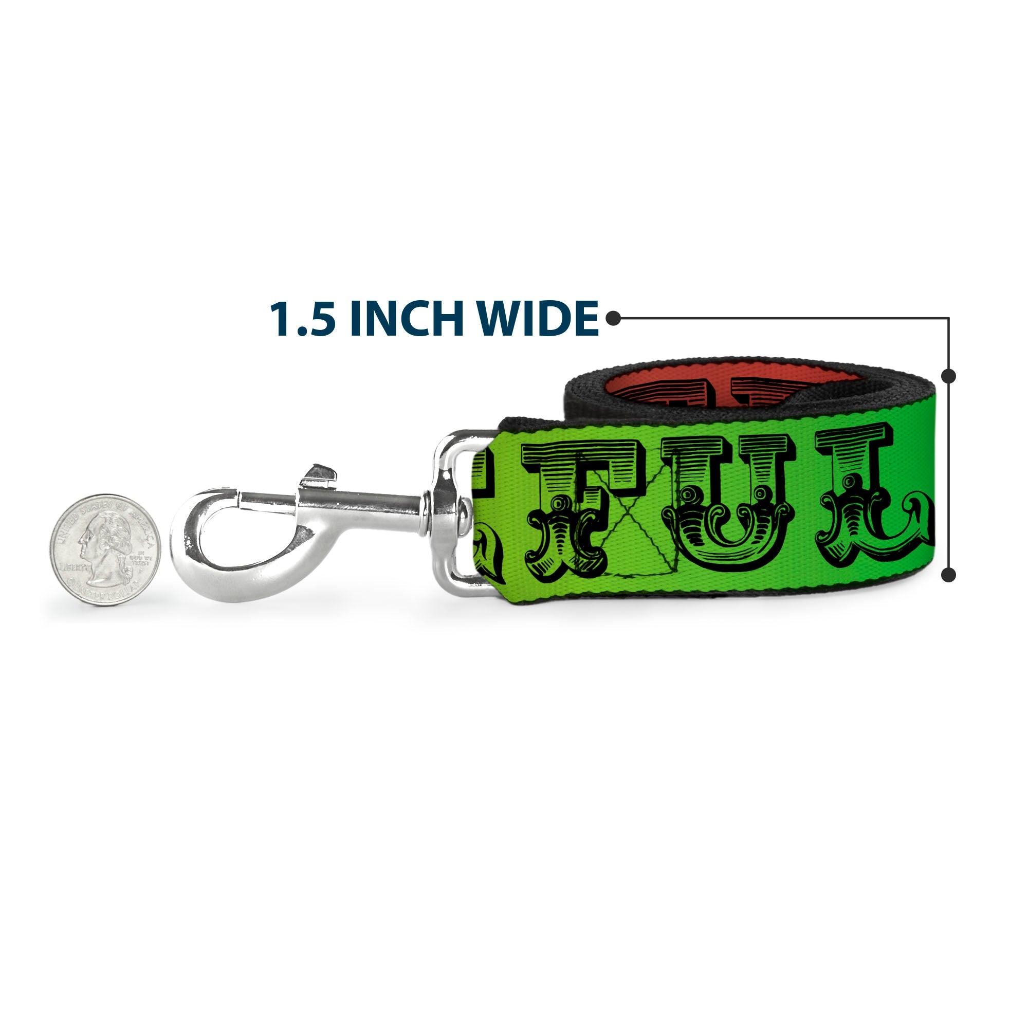 Dog Leash - Grateful Dead Text w/Skull & Roses Rainbow Fade