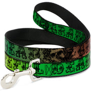 Dog Leash - Grateful Dead Text w/Skull & Roses Rainbow Fade