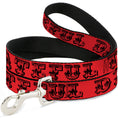 Load image into Gallery viewer, Dog Leash - Grateful Dead Text w/Skull & Roses Red
