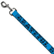 Dog Leash - Grateful Dead Text w/Skull & Roses Turquoise